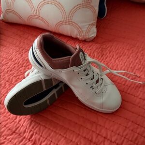 Women's White and Pink Sneakers